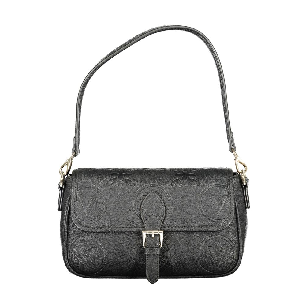 Mario Valentino Black Polyethylene Women Handbag with adjustable strap, showcasing edgy sophistication and practical design.