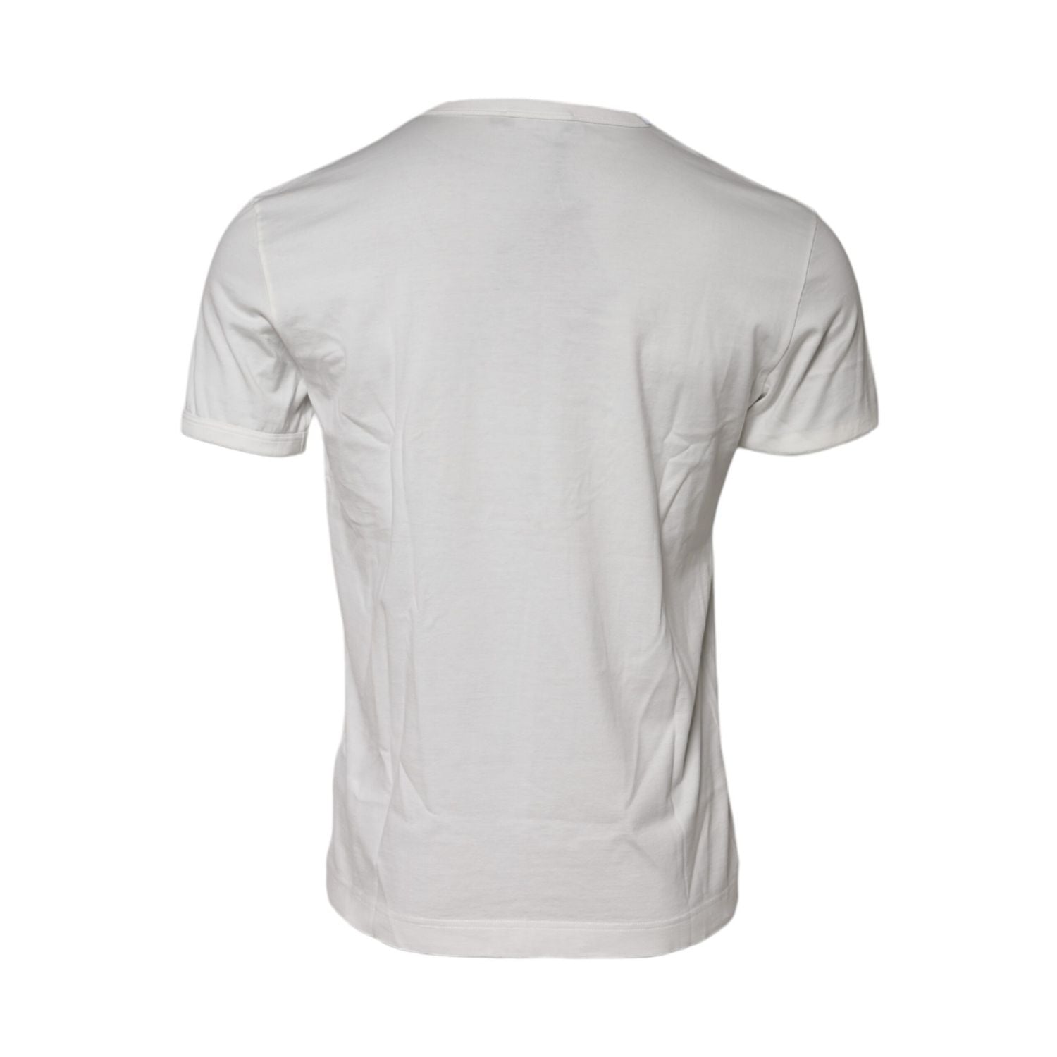 Dolce & Gabbana White Cotton DG Crown Embossed T-shirt