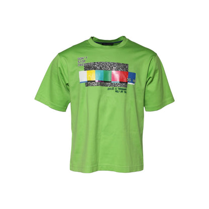 Dolce & Gabbana Green Graphic Printed Round Neck T-shirt