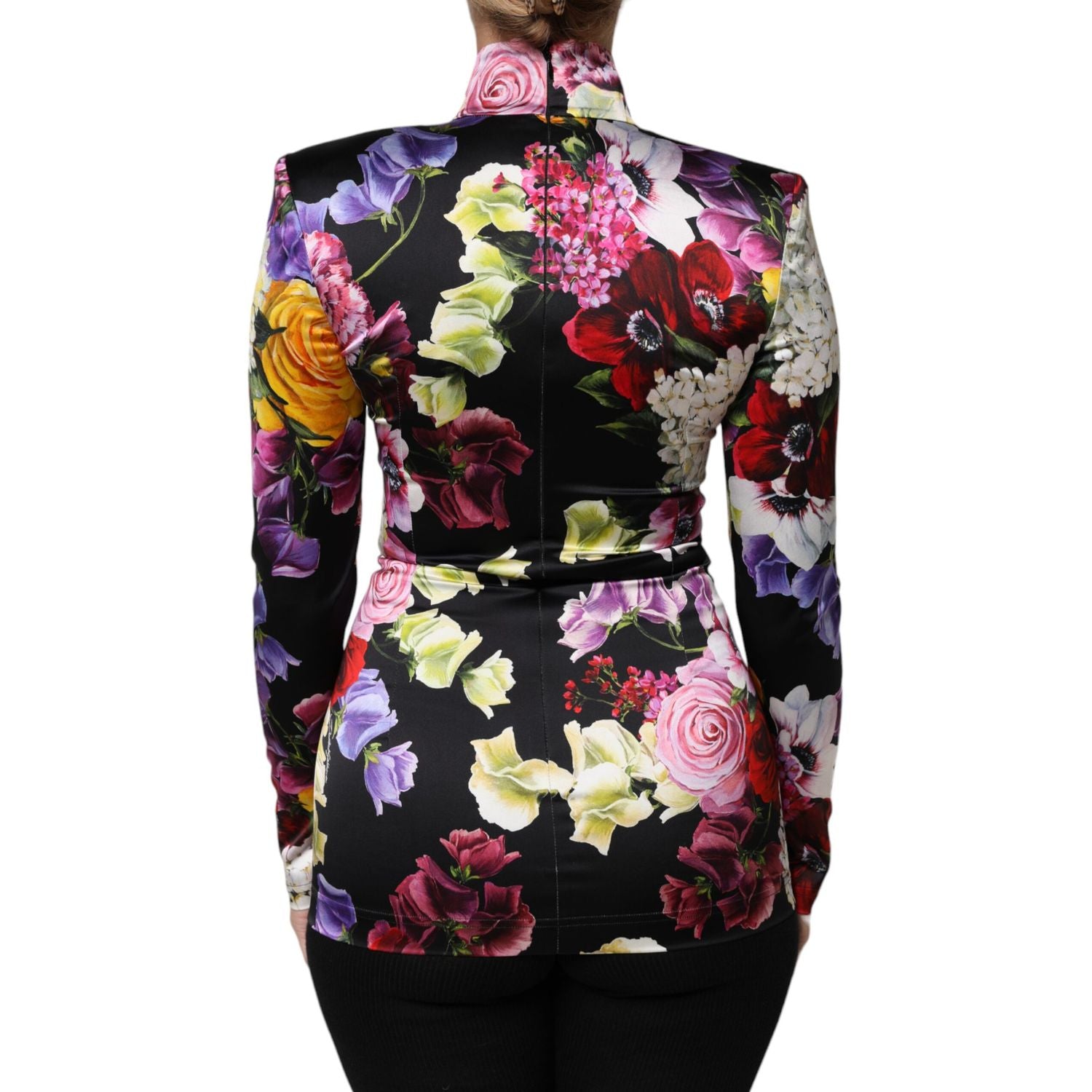 Dolce & Gabbana Multicolor Ortensies Long Sleeves Blouse Top