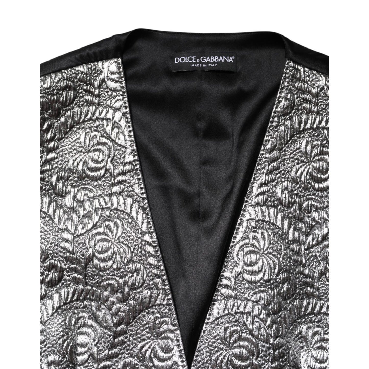 Dolce & Gabbana Silver Floral Jacquard Sleeveless Vest Top