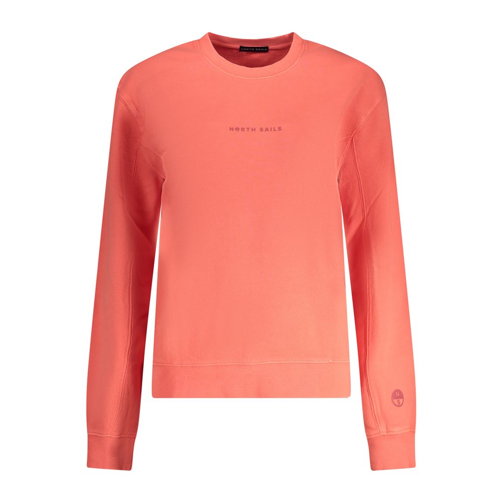 North Sails Pink Cotton Women Sweater with long sleeves and embossed print, crew neck style, made from soft cotton for comfort and style.