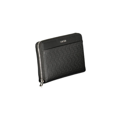 Calvin Klein Black Polyester Women Wallet with RFID-blocking technology, featuring dual compartments and external pocket for convenience.