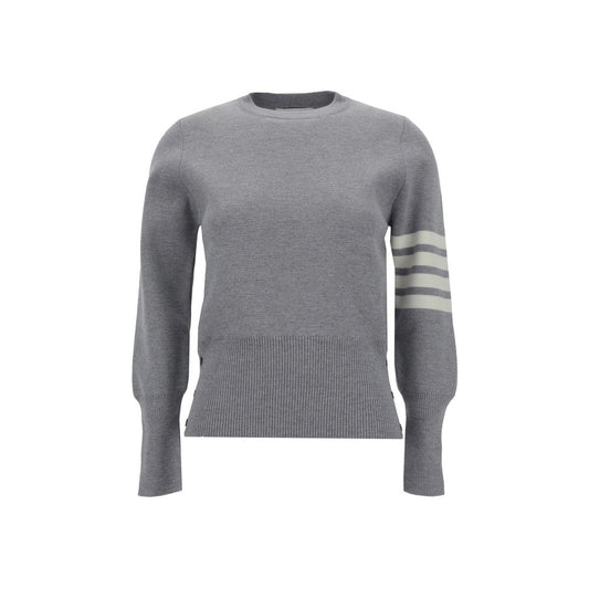 Thom Browne Virgin wool Sweater with ribbed hem and iconic horizontal bands.