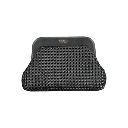Guess Jeans Black Polyethylene Women Handbag with textured pattern and elegant design.