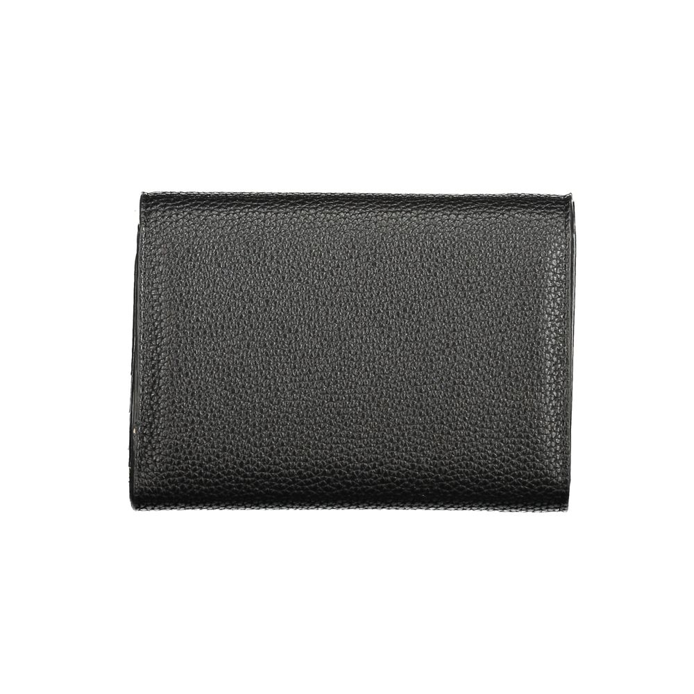 Mario Valentino Black Polyethylene Wallet with 3 compartments, coin purse, card spaces, zip and automatic closure, logo, recycled material.