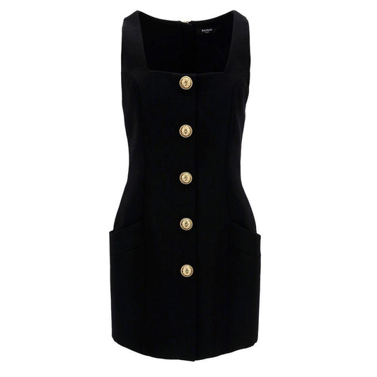 Balmain Black Wool Women Dress BA-15440-IT40|S