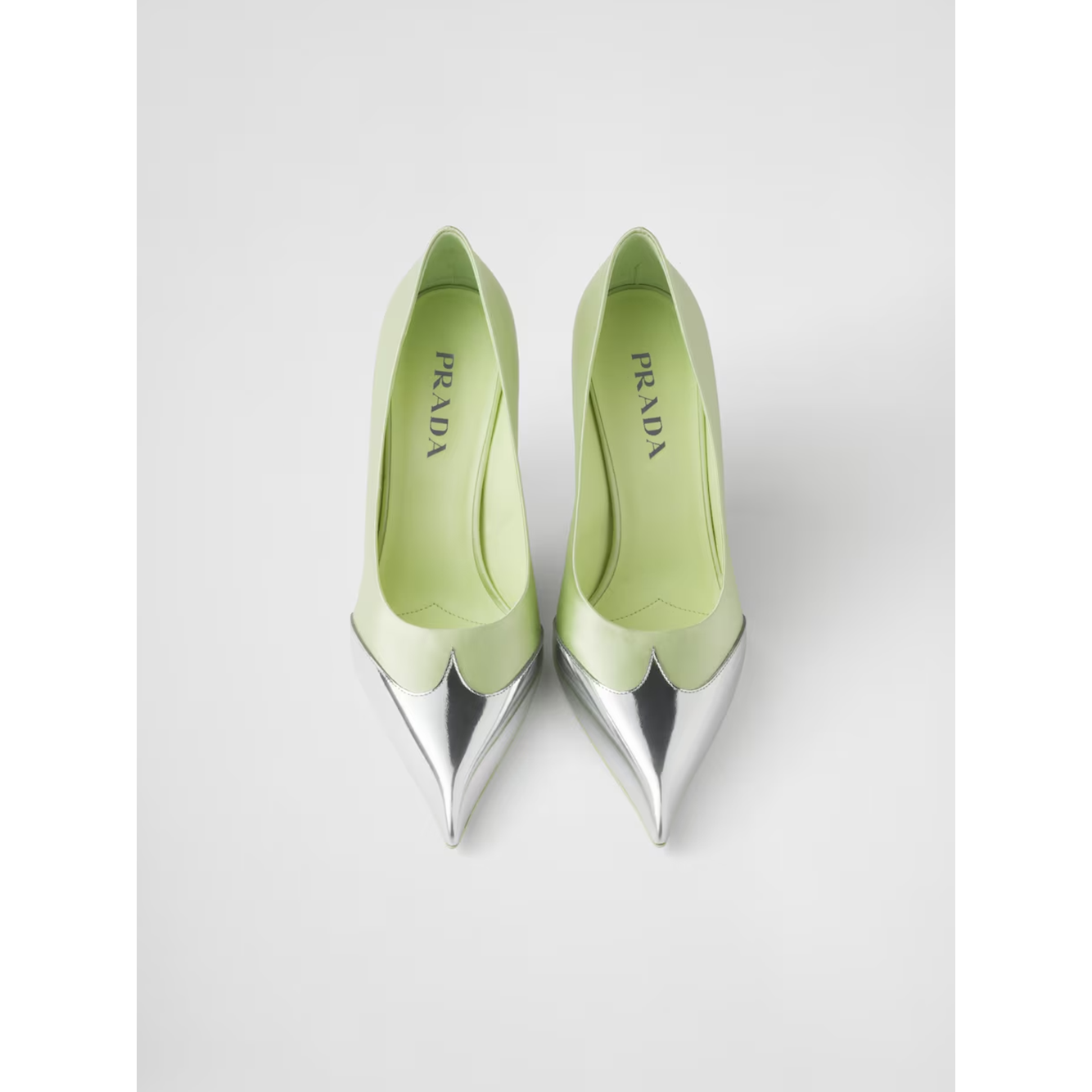 Prada Satin And Metallic Leather Pumps