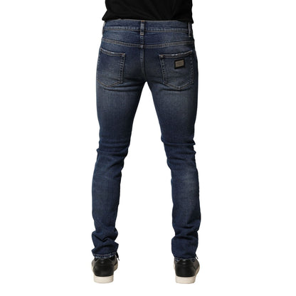 Dolce & Gabbana Blue Washed Skinny Cotton Denim Jeans