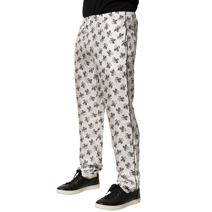 Dolce & Gabbana White Floral Silk Casual Lounge Pants Dolce & Gabbana