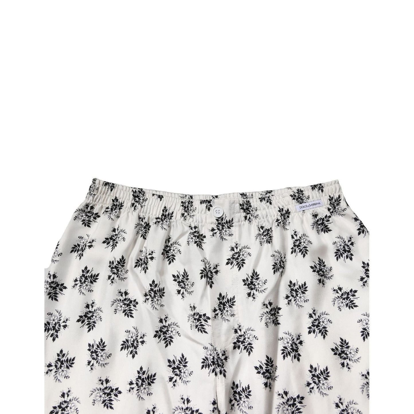 Dolce & Gabbana White Floral Silk Casual Lounge Pants Dolce & Gabbana