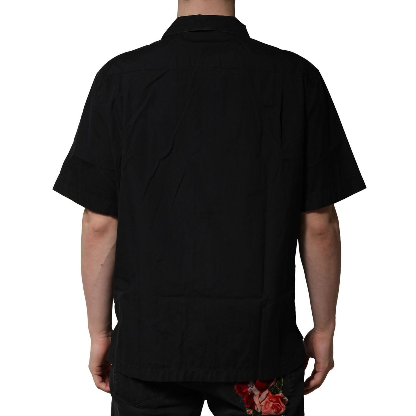 Dolce & Gabbana Black Cotton Short Sleeve Buttoned Casual Shirt