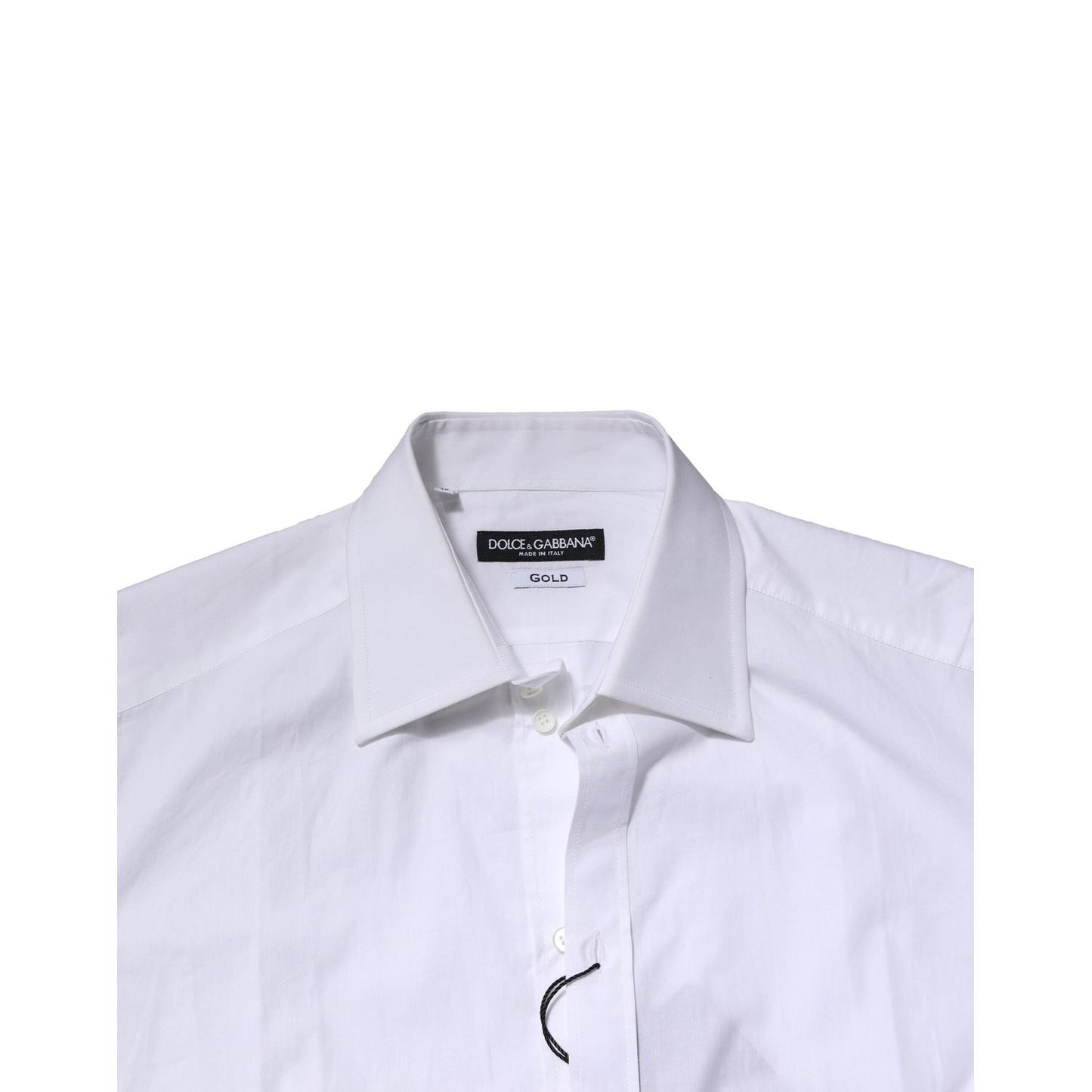 Dolce & Gabbana White Cotton Long Sleeves GOLD Formal Shirt
