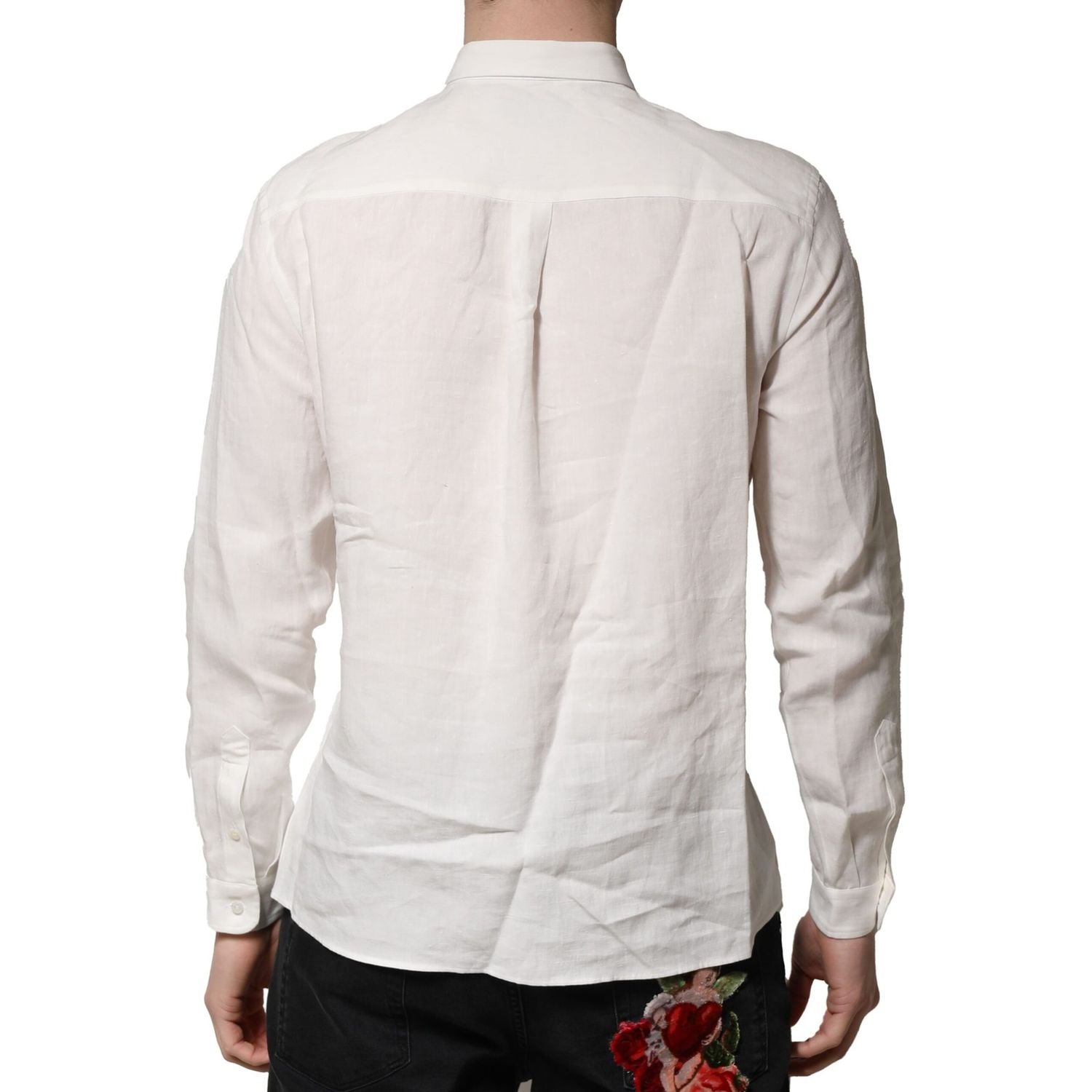 Dolce & Gabbana White DG Crown Embellish Dress Formal Shirt