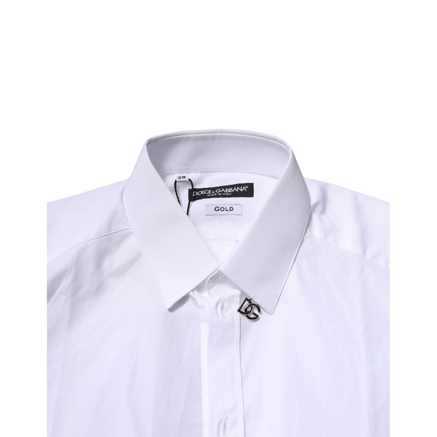 Dolce & Gabbana White Cotton GOLD Long Sleeves Formal Shirt