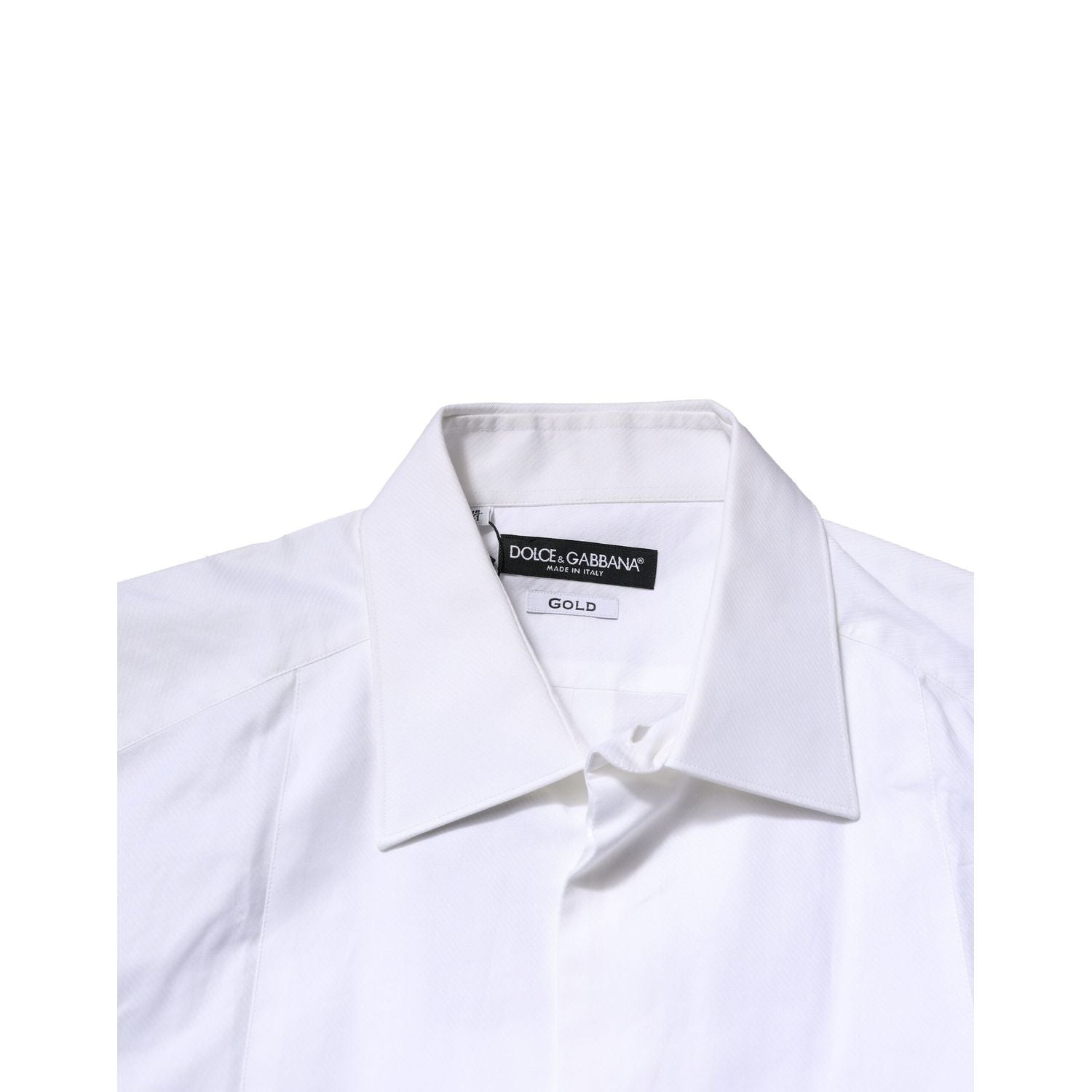 Dolce & Gabbana White Bib Cotton Poplin GOLD Men Formal Shirt