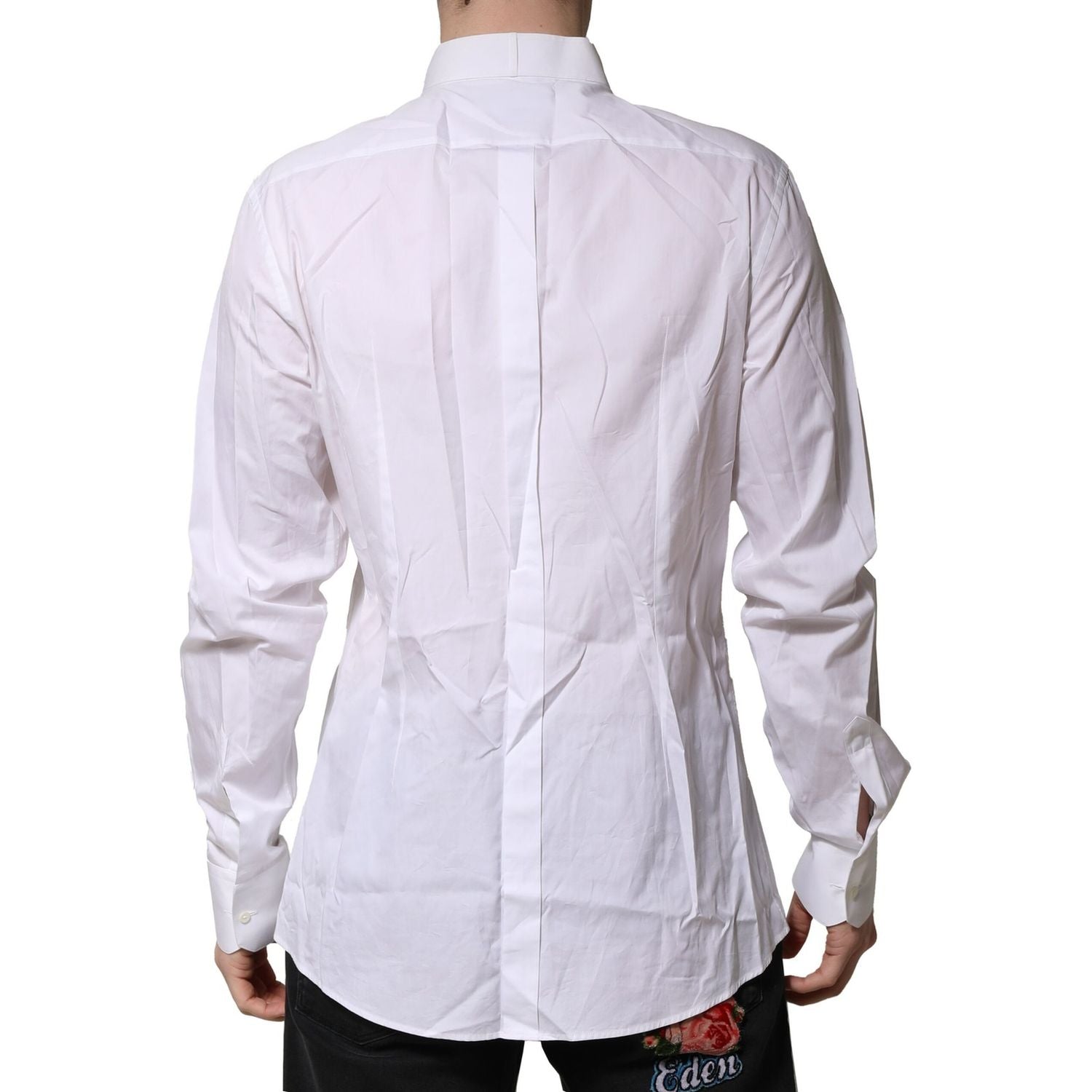 Dolce & Gabbana White GOLD Bib Poplin Dress Men Formal Shirt