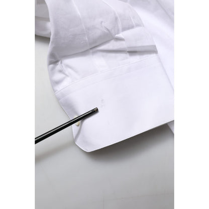 Dolce & Gabbana White GOLD Bib Poplin Dress Men Formal Shirt
