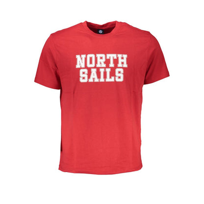 North Sails Red Cotton T-Shirt, short sleeved, crew neck with logo print