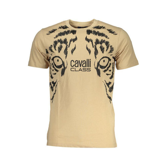 Cavalli Class Beige Cotton T-Shirt CA-28592-L
