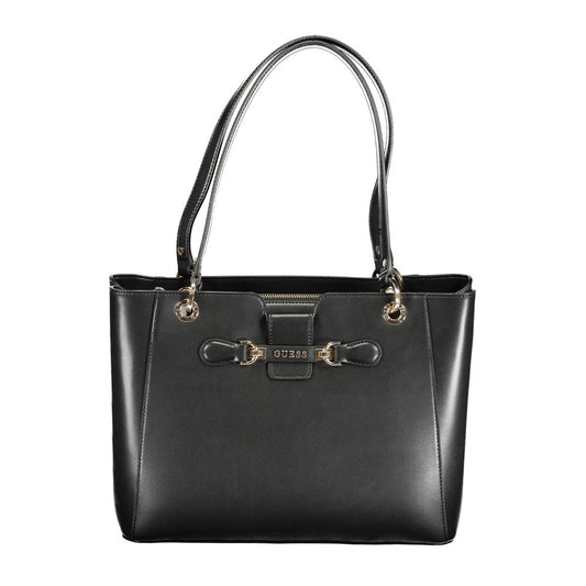 Guess Jeans Black Polyethylene Handbag with two shoulder handles and contrasting details