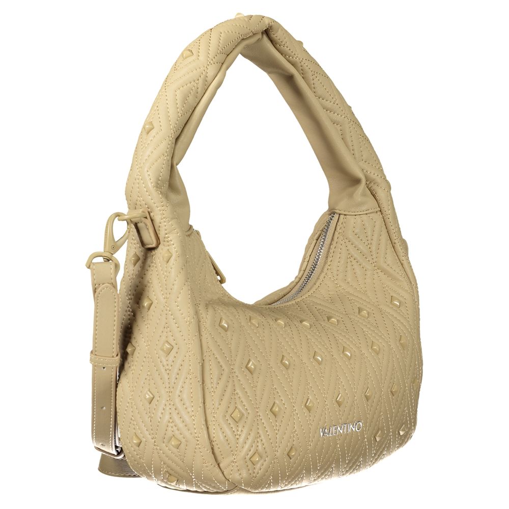 Mario Valentino Beige Polyethylene Women Handbag with detachable strap and internal pocket for chic and functional style.