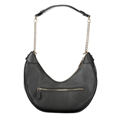 Guess Jeans Black Polyethylene Women Handbag with chain handle and zip closure for urban chic style.