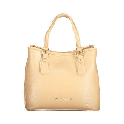 Mario Valentino Beige Polyethylene Women Handbag with dual handles and adjustable shoulder strap.