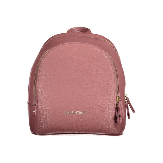 Mario Valentino Pink Polyethylene Backpack with logo, adjustable straps, external and internal pockets, zip closure, and one handle.
