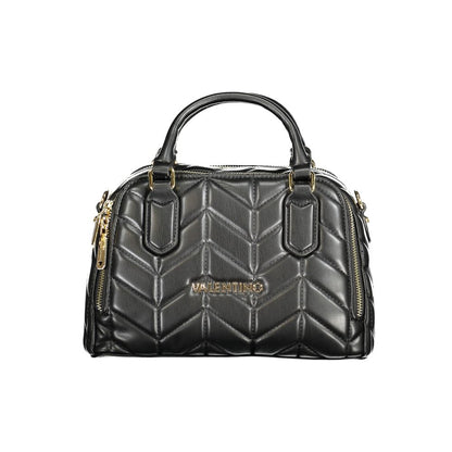 Mario Valentino Black Polyethylene Women Handbag with dual handles and chic contrasting design.