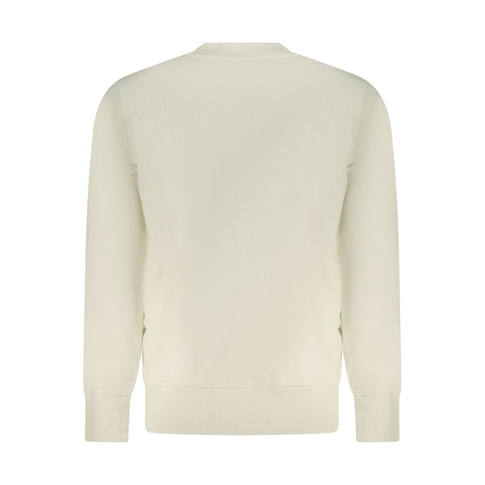 Calvin Klein Beige Cotton Men Sweater, back view of long sleeve sweatshirt with brushed fabric and sustainable design.
