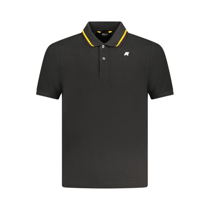 K-WAY Black Cotton Polo Shirt with short sleeves, 2 buttons, contrasting details, and logo application.