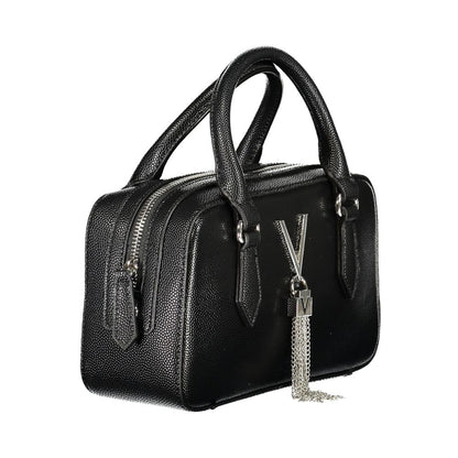 Mario Valentino Black Polyethylene Women Handbag with dual handles, adjustable strap, and elegant design for urban lifestyle.