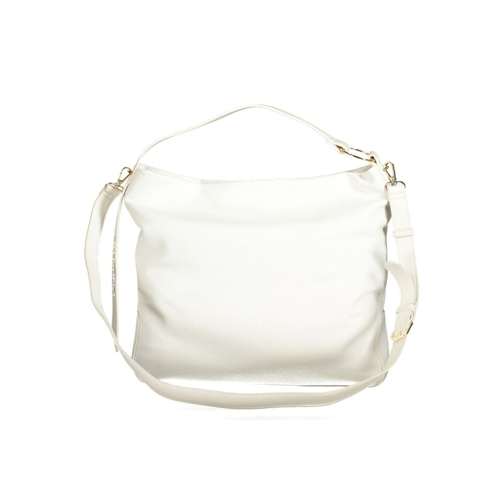 Mario Valentino White Polyethylene Women Handbag with handle and adjustable strap, sustainable luxury fashion accessory in pristine white.
