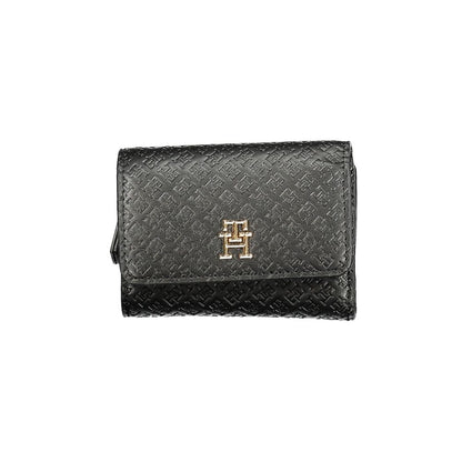 Tommy Hilfiger Black Polyethylene Women Wallet with logo embossed design and secure closures