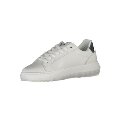 Calvin Klein White Polyester Sneaker with laces, contrasting details, sole, print, logo, made from recycled polyester