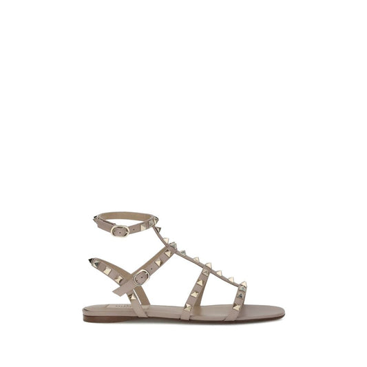 Valentino Garavani Gray Calf Leather Bos Taurus Sandals
