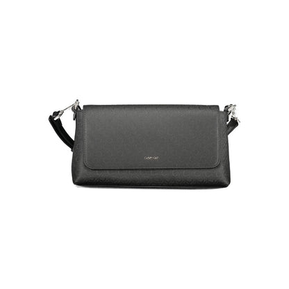 Calvin Klein Black Polyester Women Handbag with detachable strap, perfect for fashion-forward urban elegance.