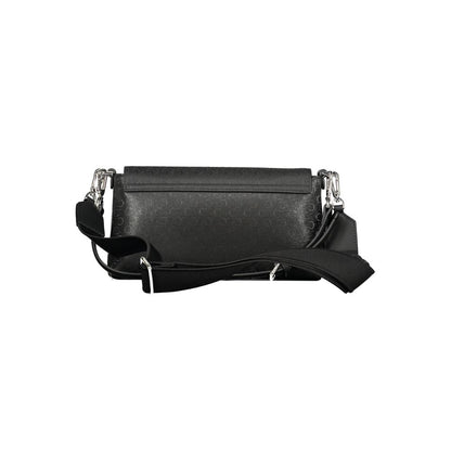 Calvin Klein Black Polyester Women Handbag with detachable strap and shoulder handle, showcasing urban elegance and functionality.