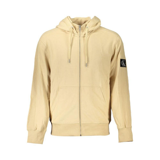 Calvin Klein Elegant Beige Zip Hooded Sweatshirt CA-27233-S