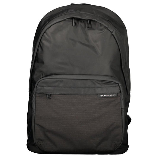 Tommy Hilfiger Black Polyester Men Backpack TO-36357
