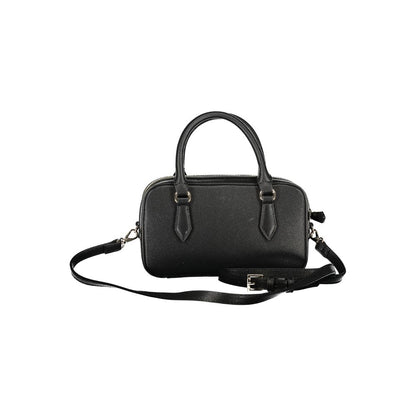 Mario Valentino Black Polyethylene Women Handbag with adjustable strap and sleek handles