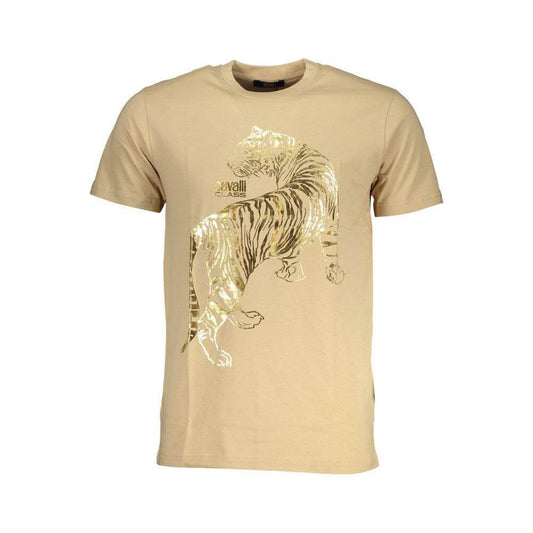 Cavalli Class Beige Cotton T-Shirt CA-28490-L