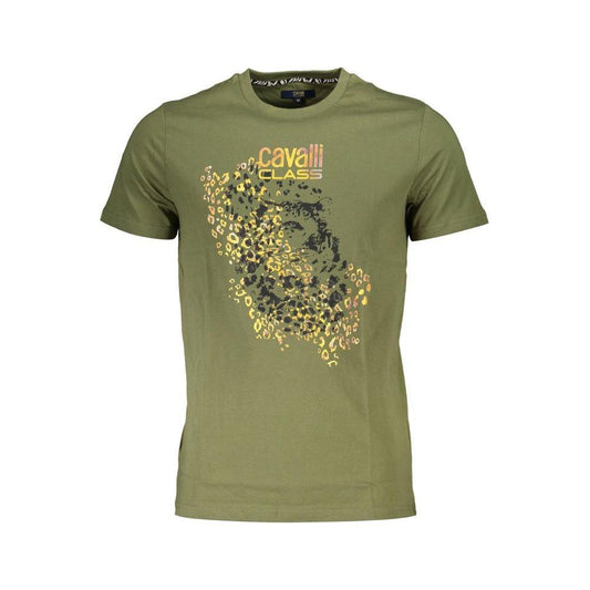Cavalli Class Green Cotton Men T-Shirt CA-37084-XL
