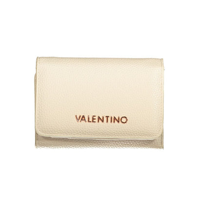Mario Valentino Beige Polyethylene Wallet with logo, 3 compartments, coin purse, card spaces, zip and automatic closure, recycled material.