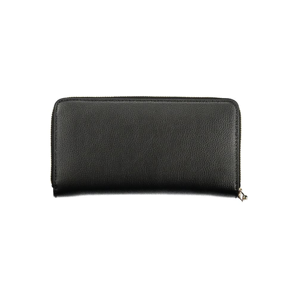 Tommy Hilfiger Black Polyethylene Women Wallet with zip closure and logo design