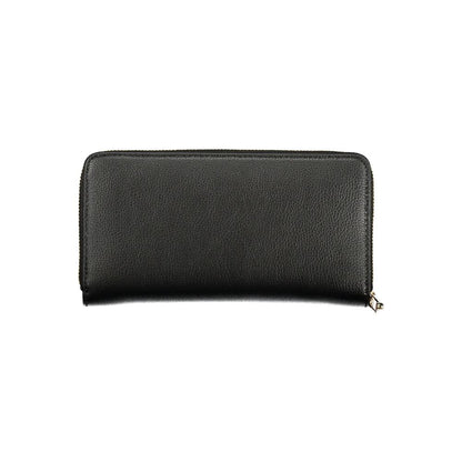 Tommy Hilfiger Black Polyethylene Women Wallet with zip closure and logo design