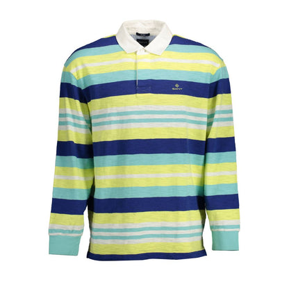Gant Yellow Cotton Men Polo Shirt with colorful striped pattern and long sleeves.