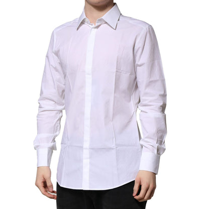 Dolce & Gabbana White Cotton Long Sleeves GOLD Formal Shirt