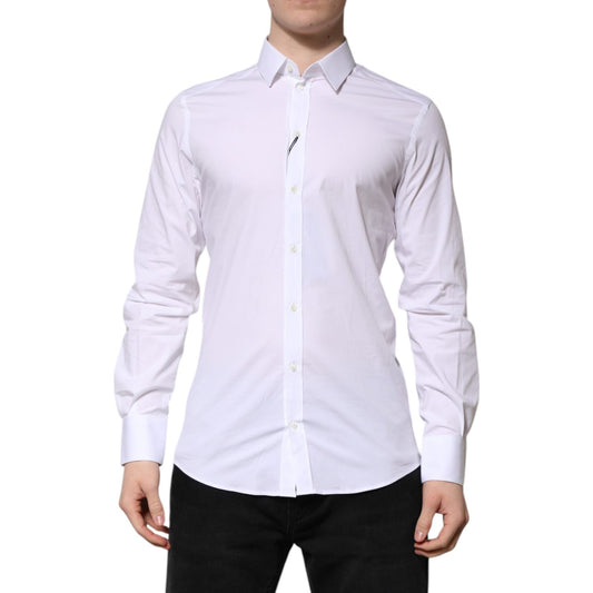 Dolce & Gabbana White Cotton GOLD Long Sleeves Formal Shirt